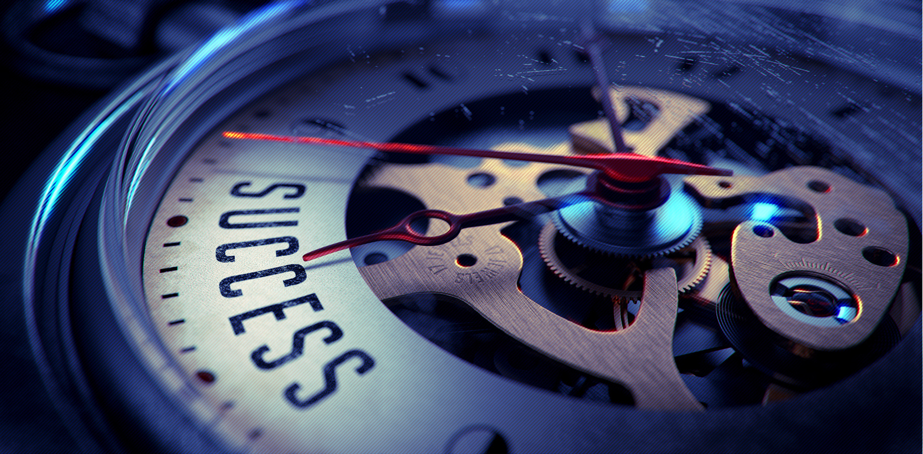 Success on Pocket Watch Face. Time Concept.